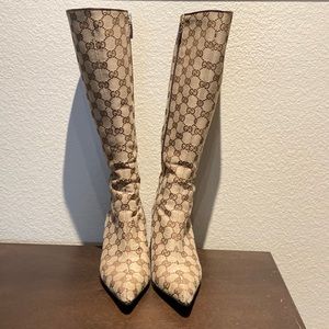 GG canvas Gucci knee high boots